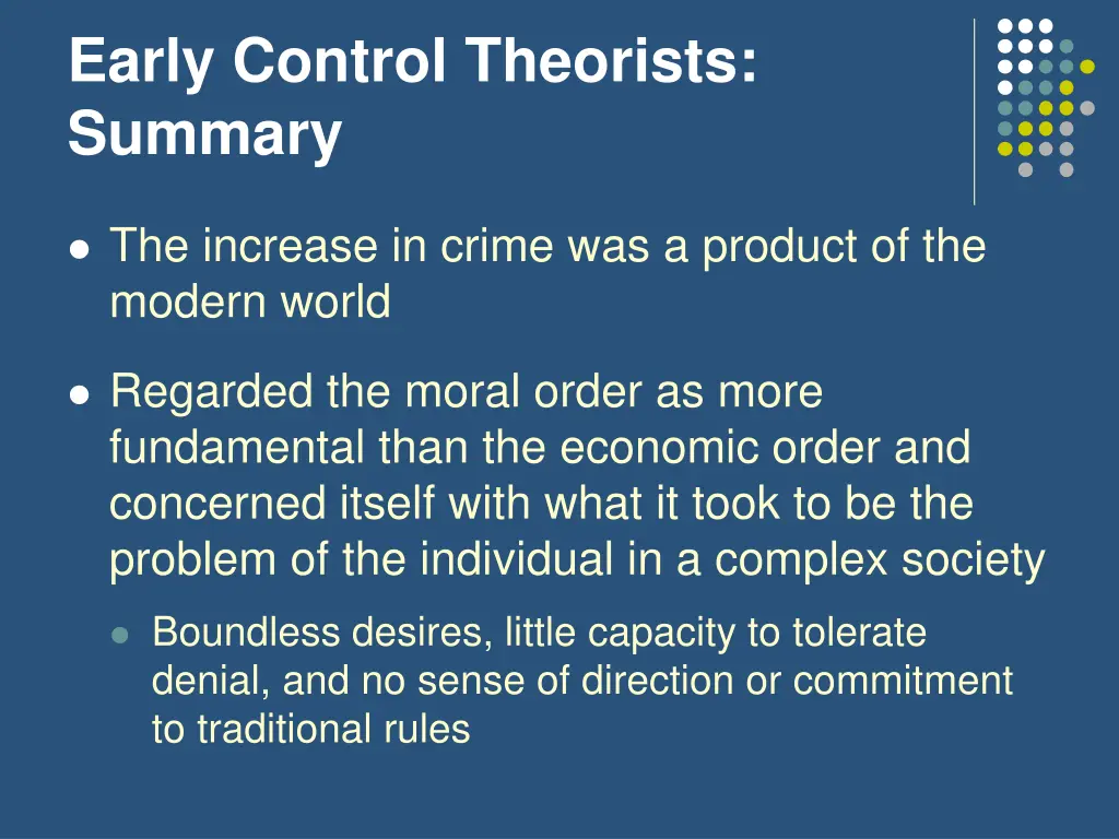 early control theorists summary