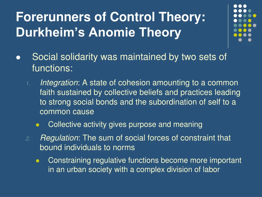 forerunners of control theory durkheim s anomie 1