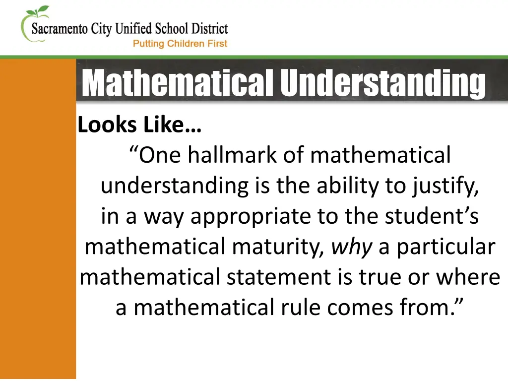 mathematical understanding looks like