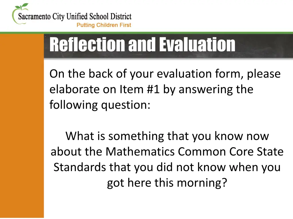 reflection and evaluation