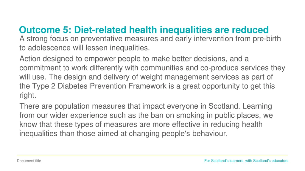 outcome 5 diet related health inequalities