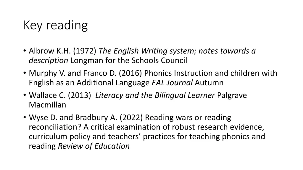 key reading