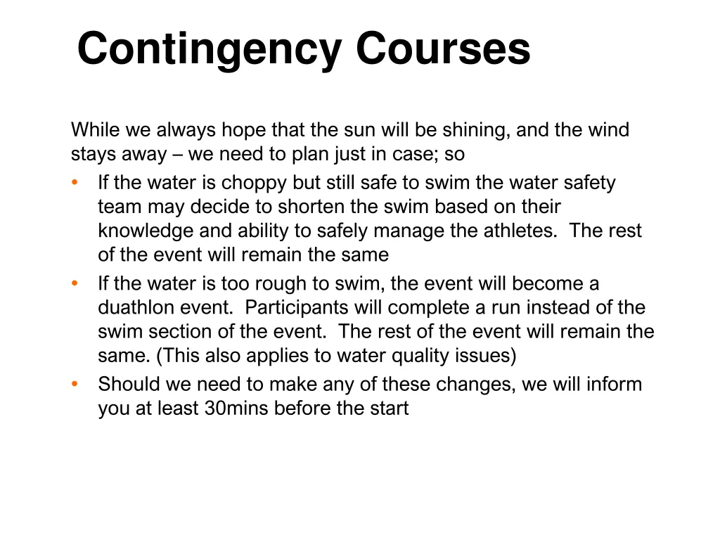 contingency courses