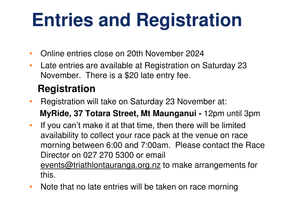 entries and registration