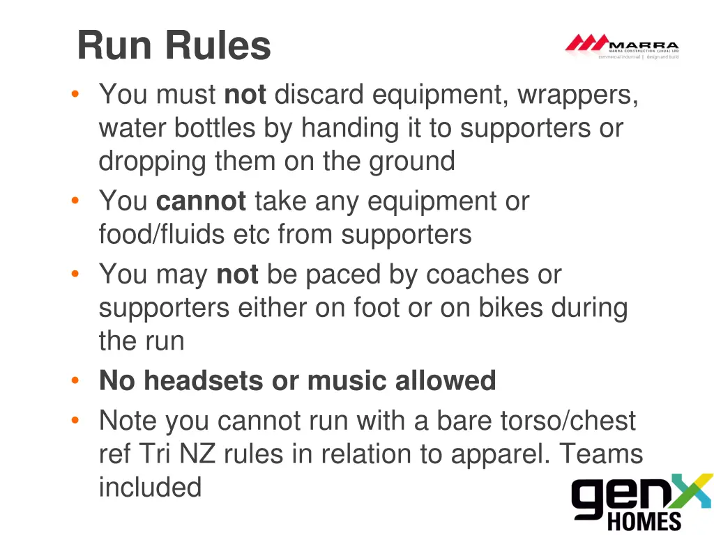run rules you must not discard equipment wrappers