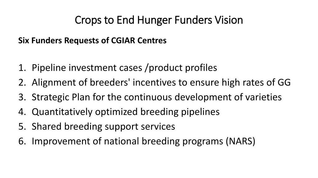 crops to end hunger funders vision crops