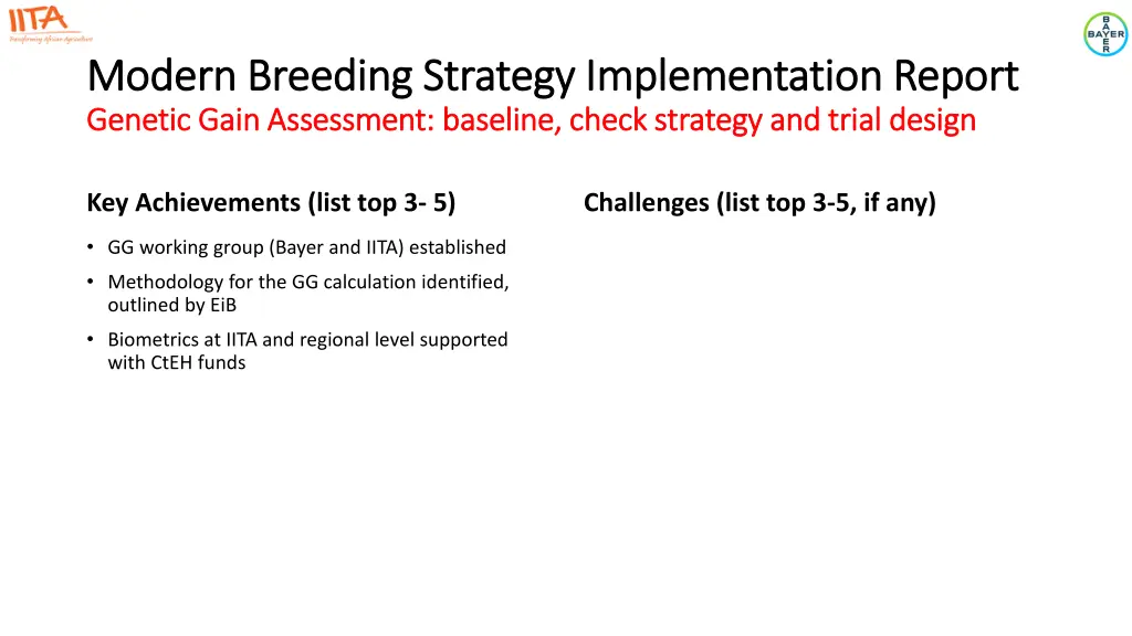 modern breeding strategy implementation report
