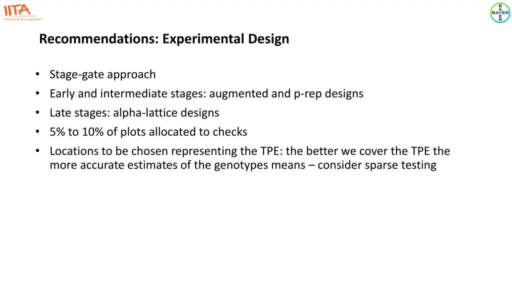 recommendations experimental design