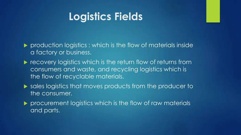 logistics fields