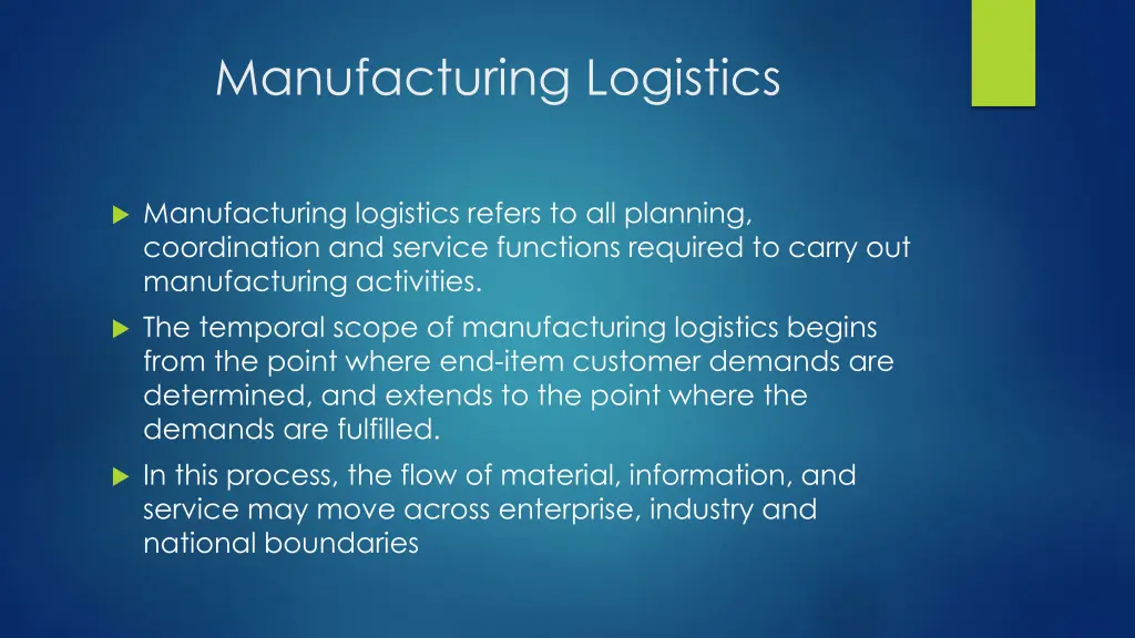 manufacturing logistics