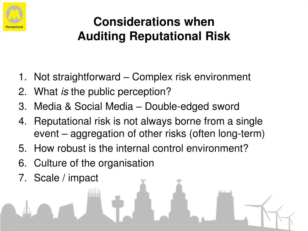 considerations when auditing reputational risk