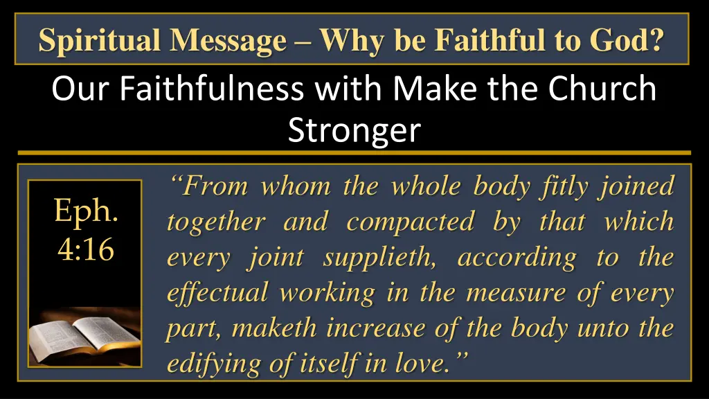 spiritual message why be faithful