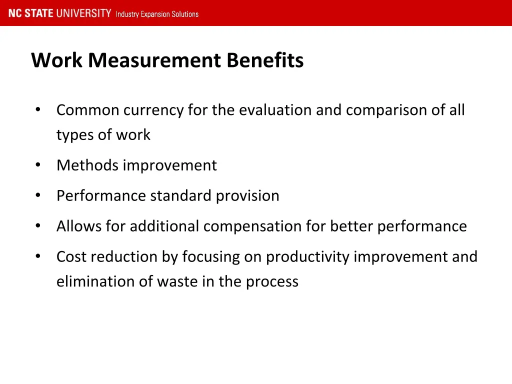 work measurement benefits