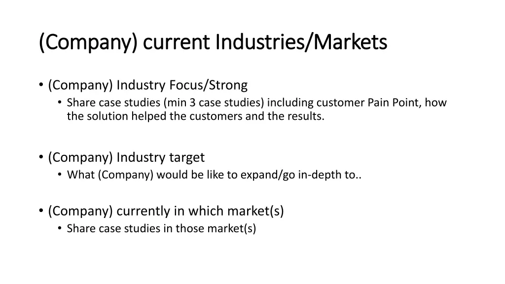 company current industries markets company
