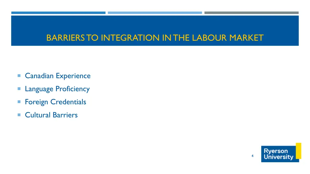 barriers to integration in the labour market