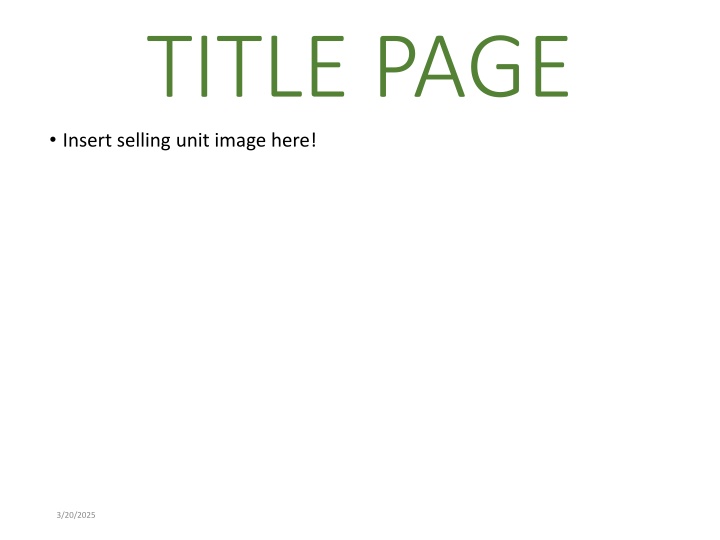 title page insert selling unit image here