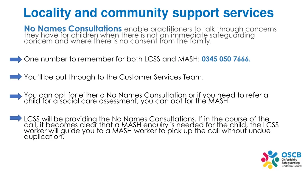 locality and community support services no names