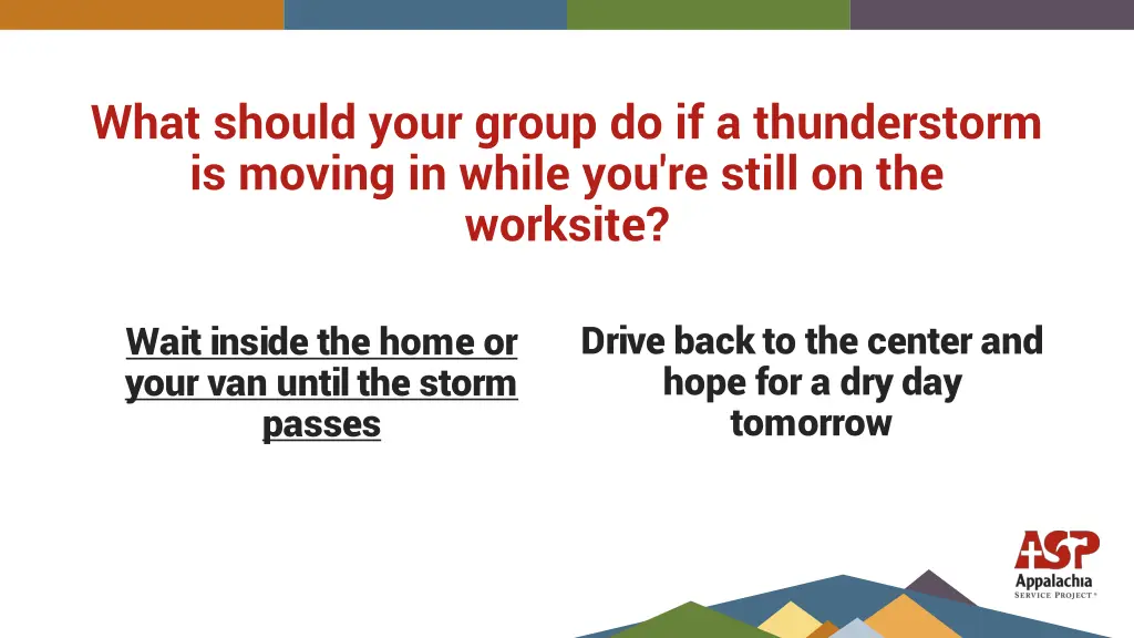 what should your group do if a thunderstorm 1