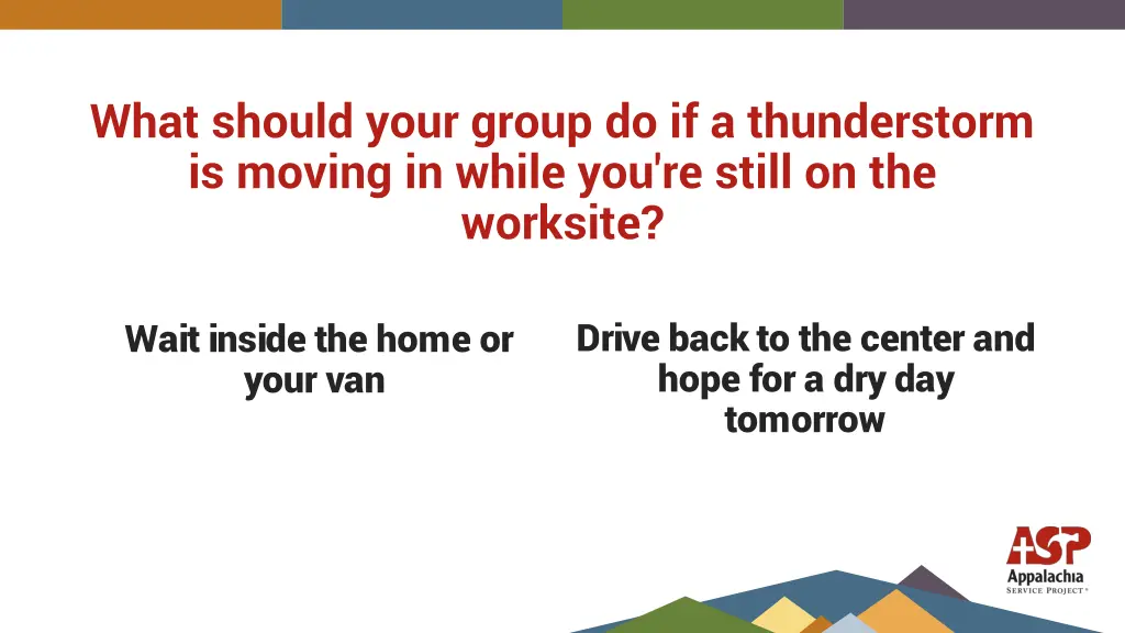 what should your group do if a thunderstorm