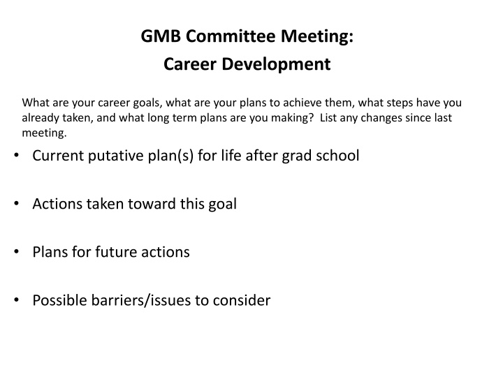 gmb committee meeting career development