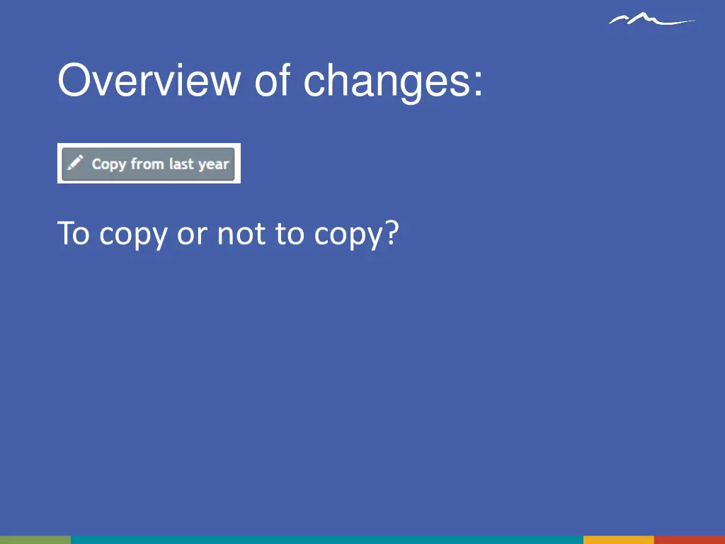 overview of changes