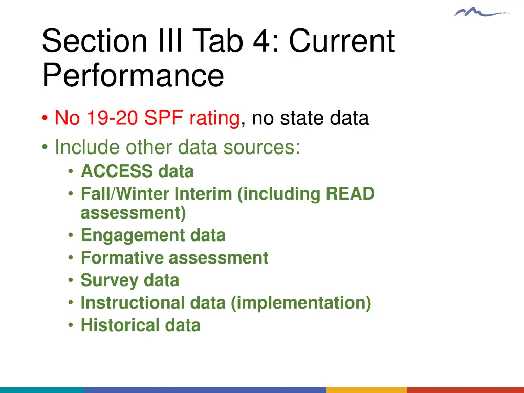 section iii tab 4 current performance