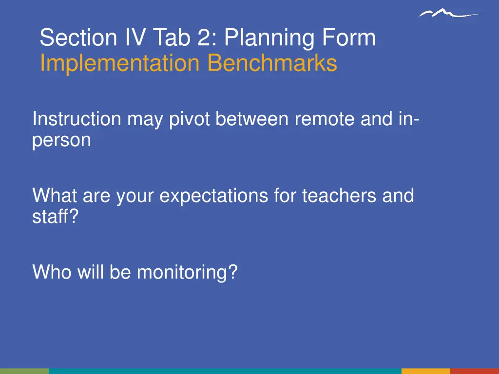 section iv tab 2 planning form implementation
