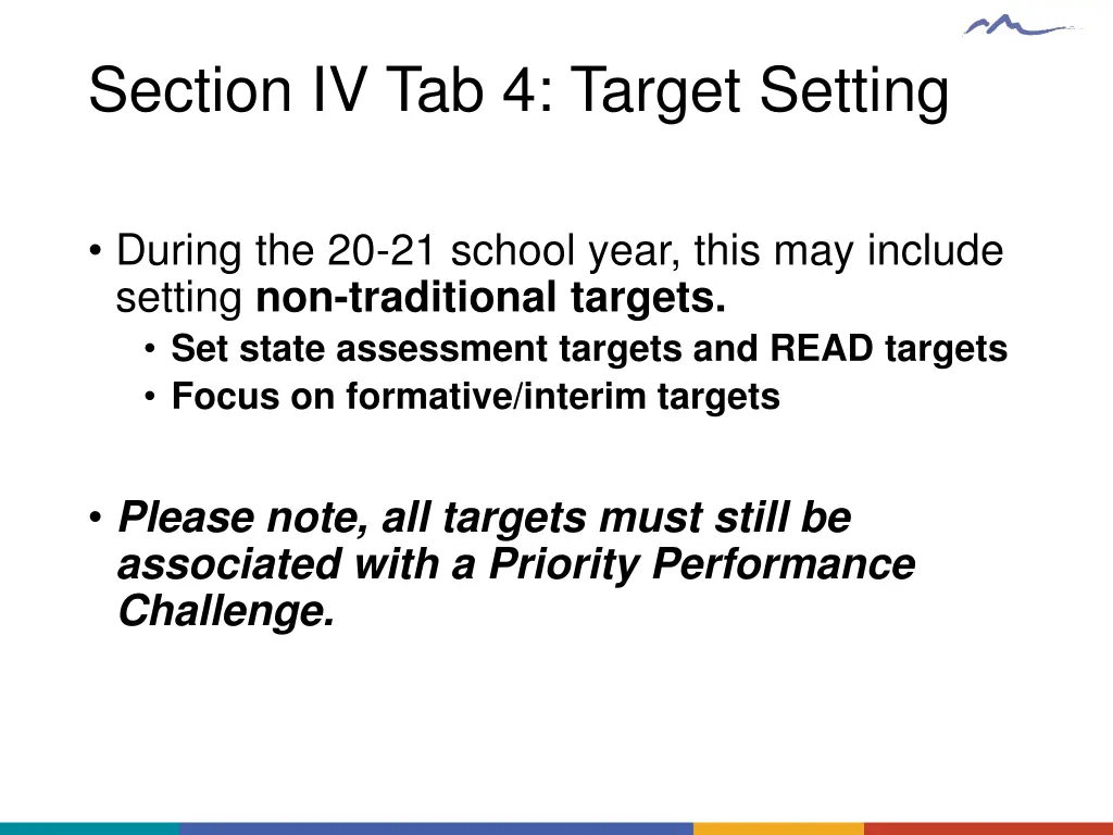 section iv tab 4 target setting