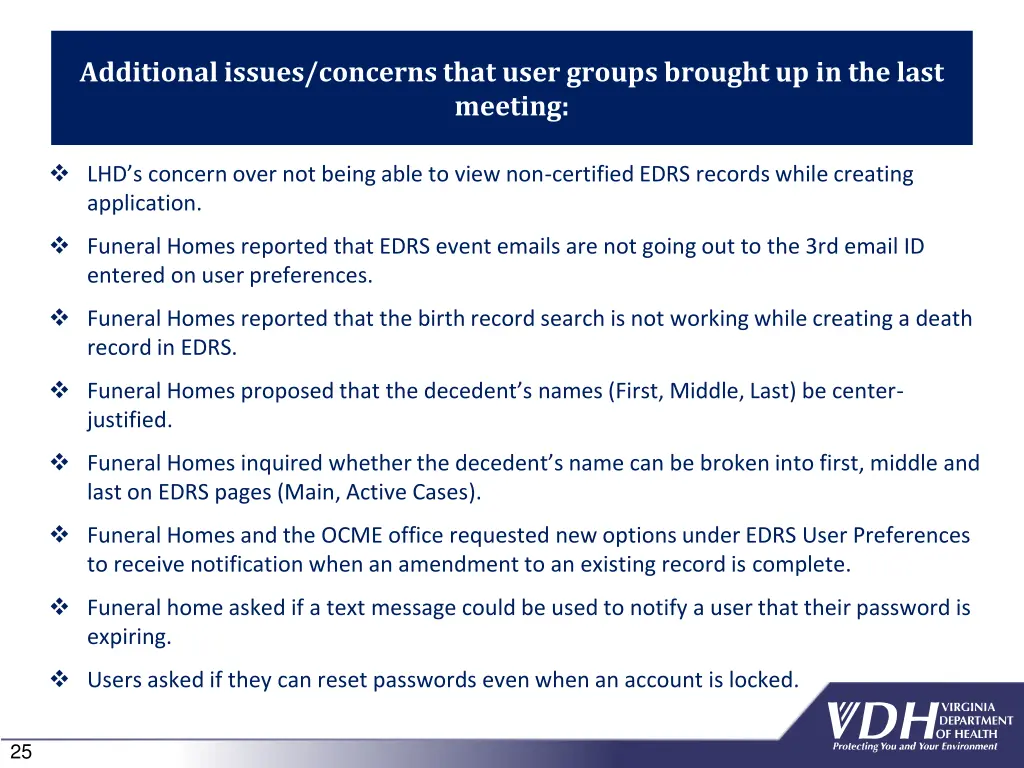 additional issues concerns that user groups