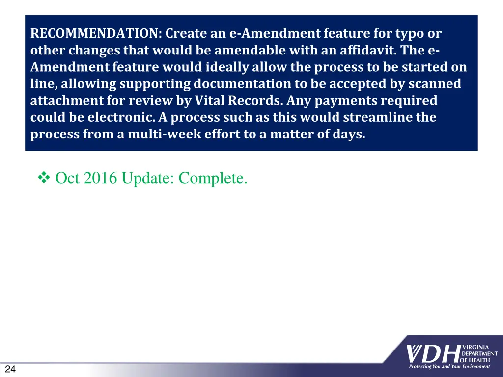 recommendation create an e amendment feature