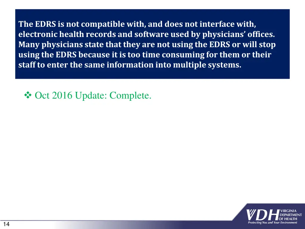 the edrs is not compatible with and does