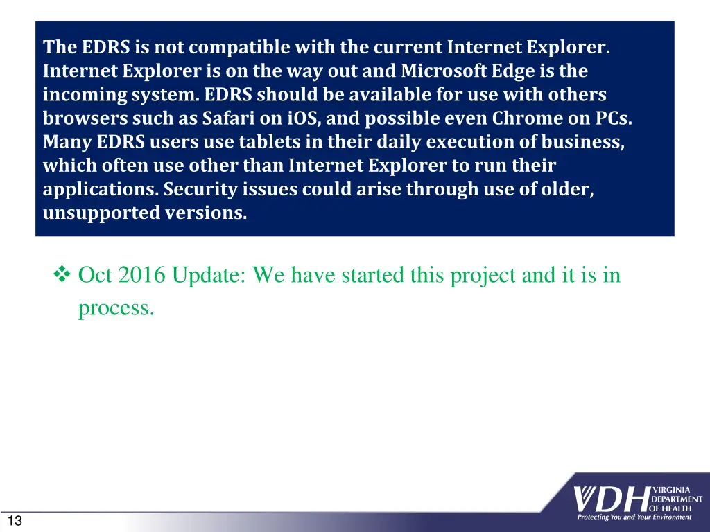 the edrs is not compatible with the current