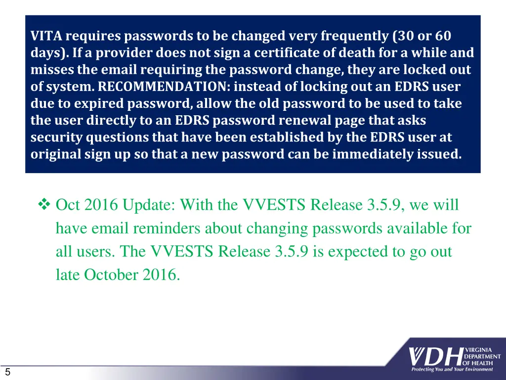vita requires passwords to be changed very