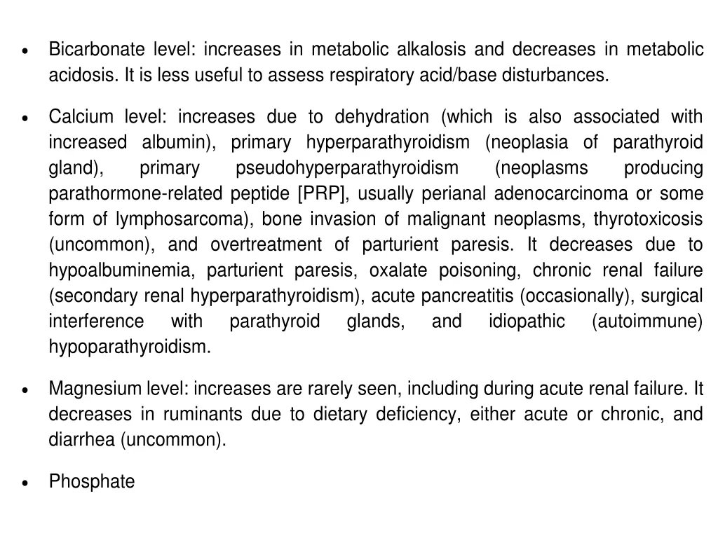 bicarbonate level increases in metabolic