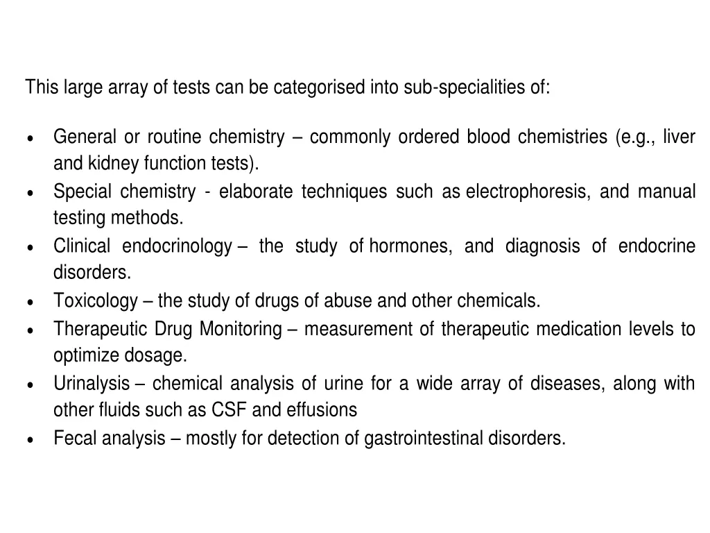 this large array of tests can be categorised into