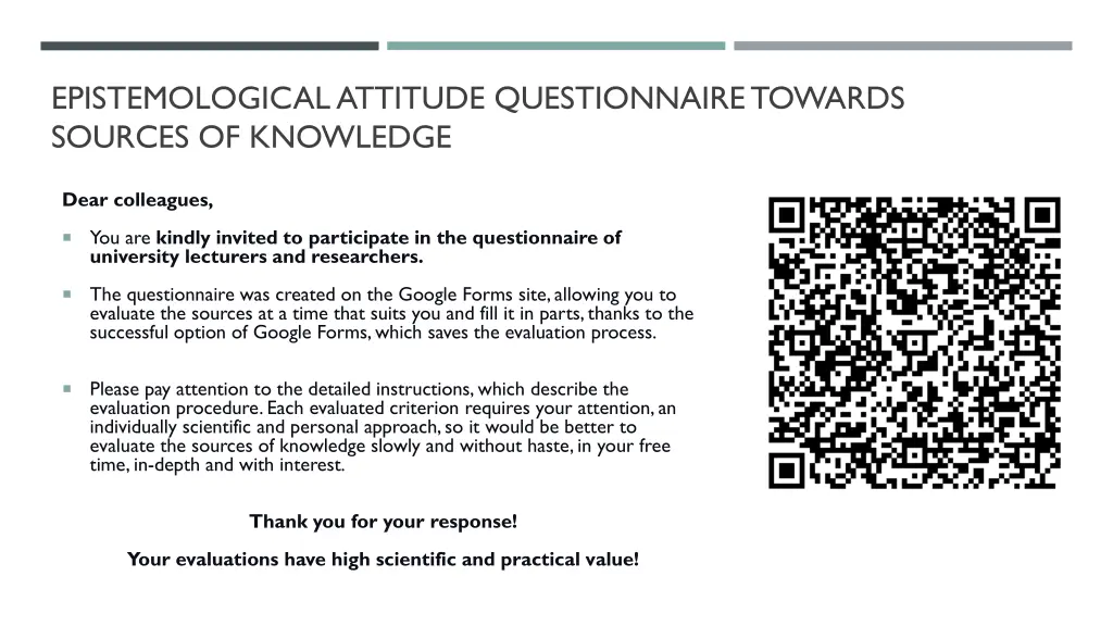 epistemological attitude questionnaire towards