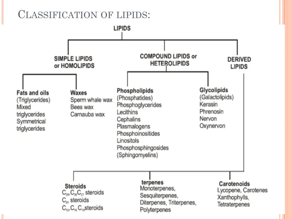 c lassification of lipids