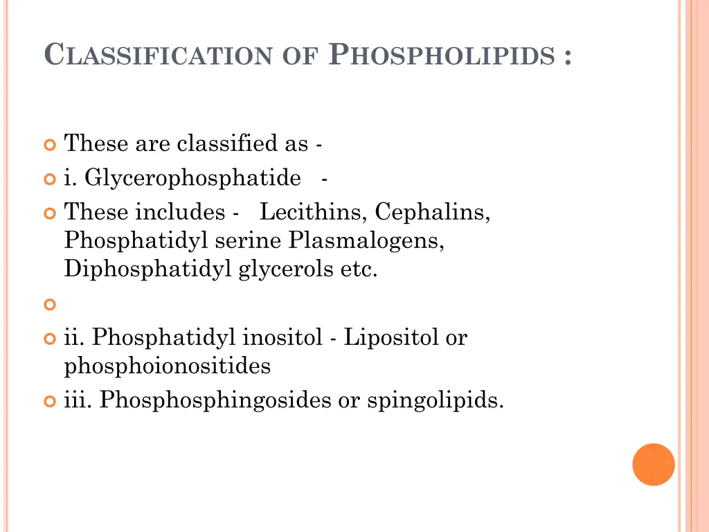 c lassification of p hospholipids