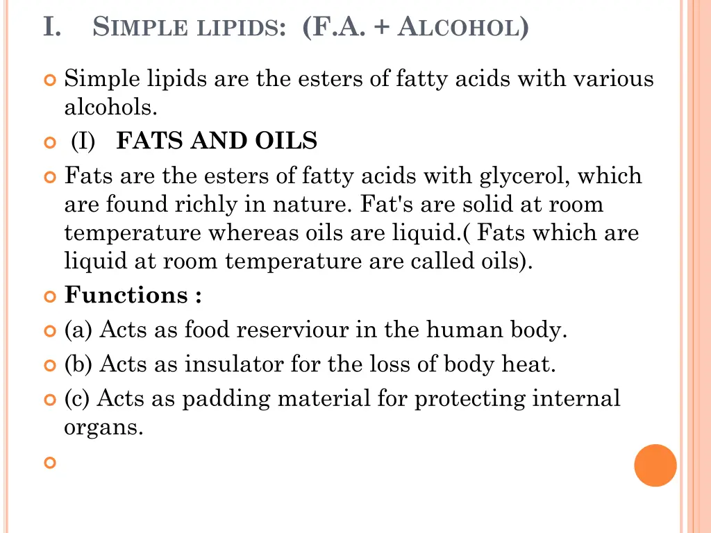 i s imple lipids f a a lcohol