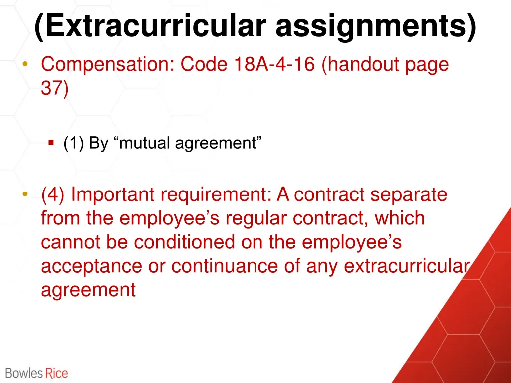 extracurricular assignments compensation code