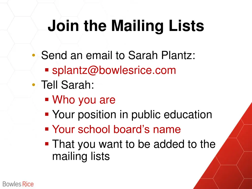 join the mailing lists