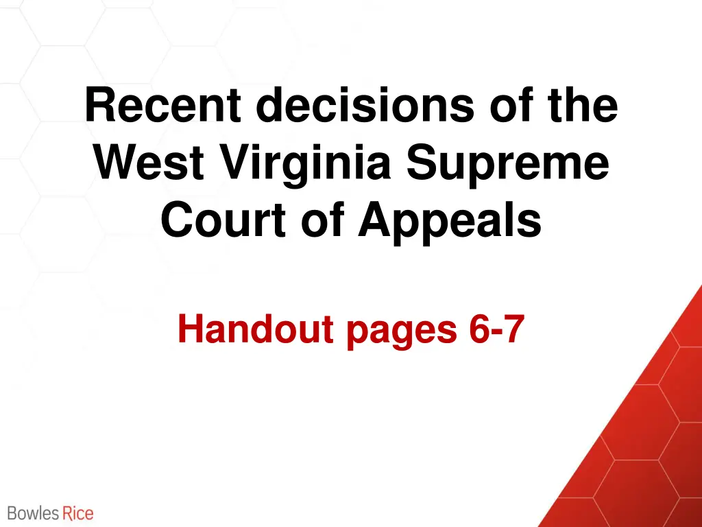 recent decisions of the west virginia supreme