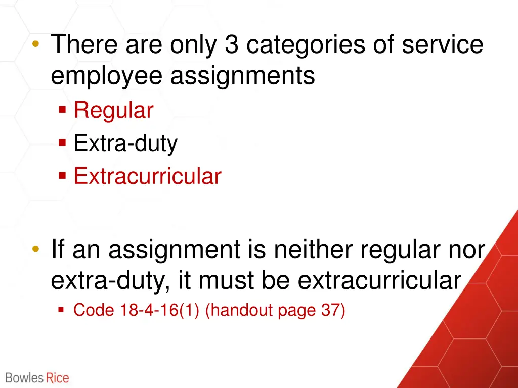 there are only 3 categories of service employee