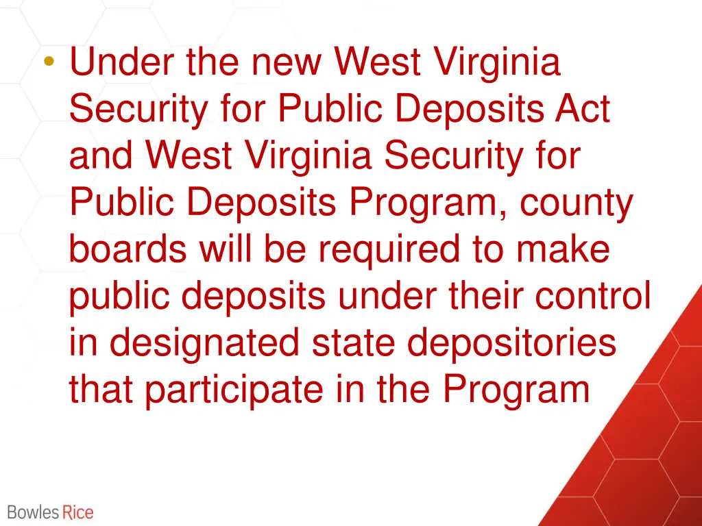 under the new west virginia security for public