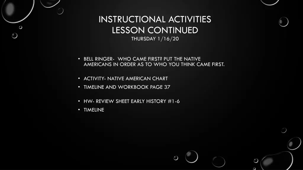 instructional activities lesson continued
