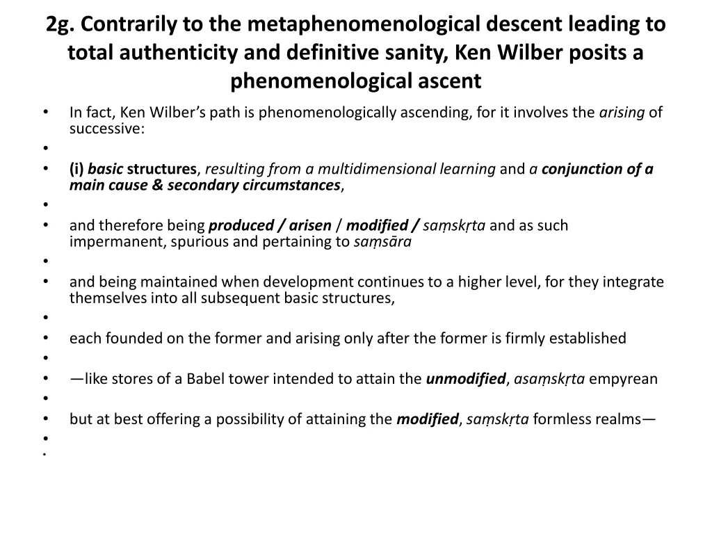 2g contrarily to the metaphenomenological descent
