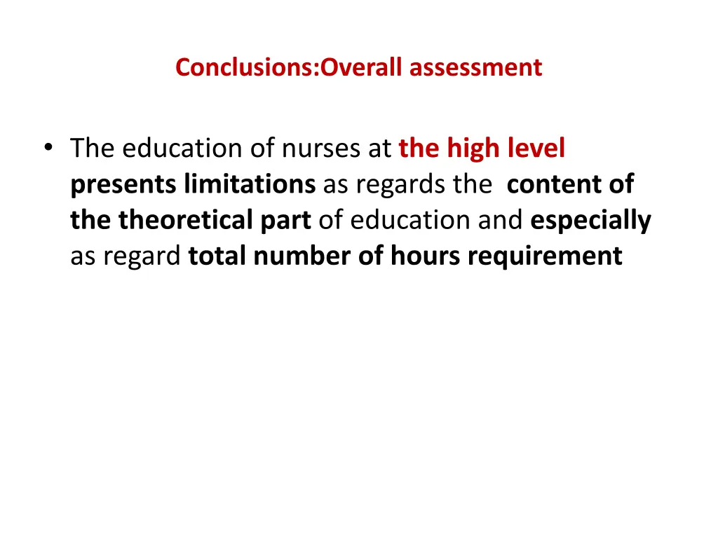 conclusions overall assessment 1
