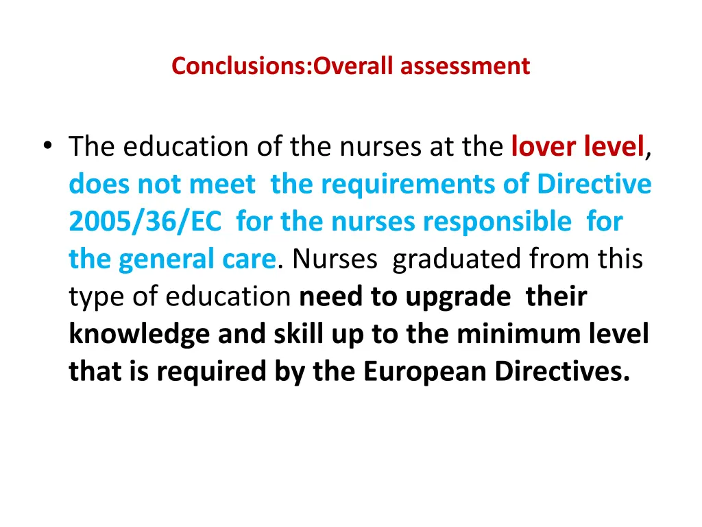 conclusions overall assessment