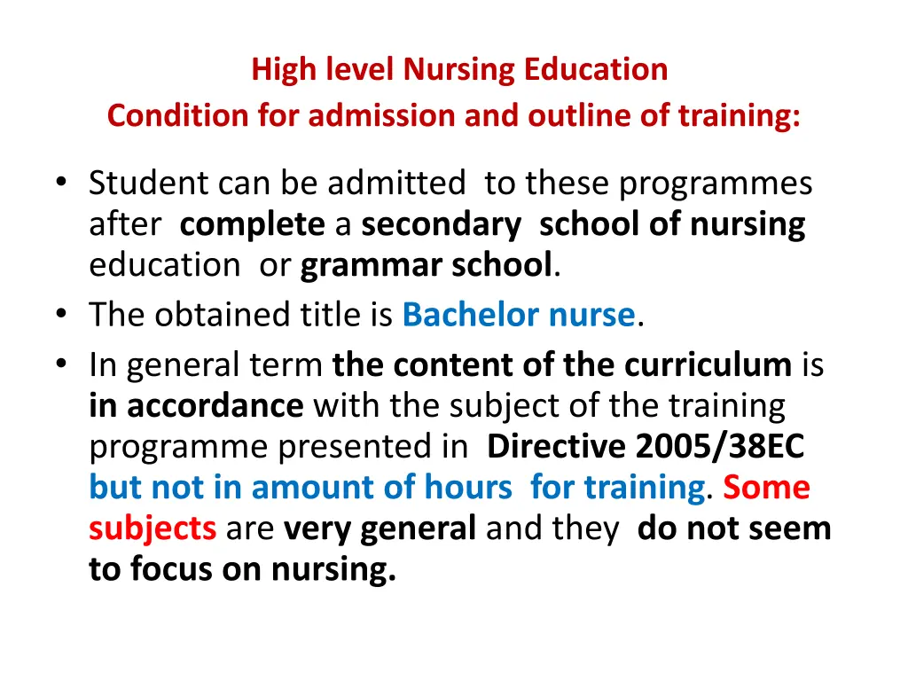 high level nursing education condition