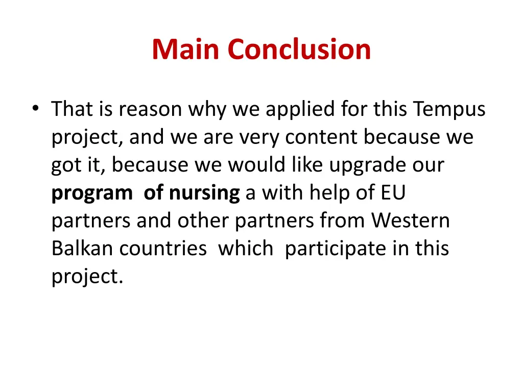 main conclusion